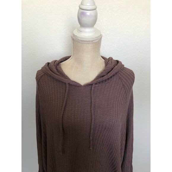 Chaser Lavender Waffle Weave Dolman Sleeve Thermal High-Low Top - M - Picture 2 of 7